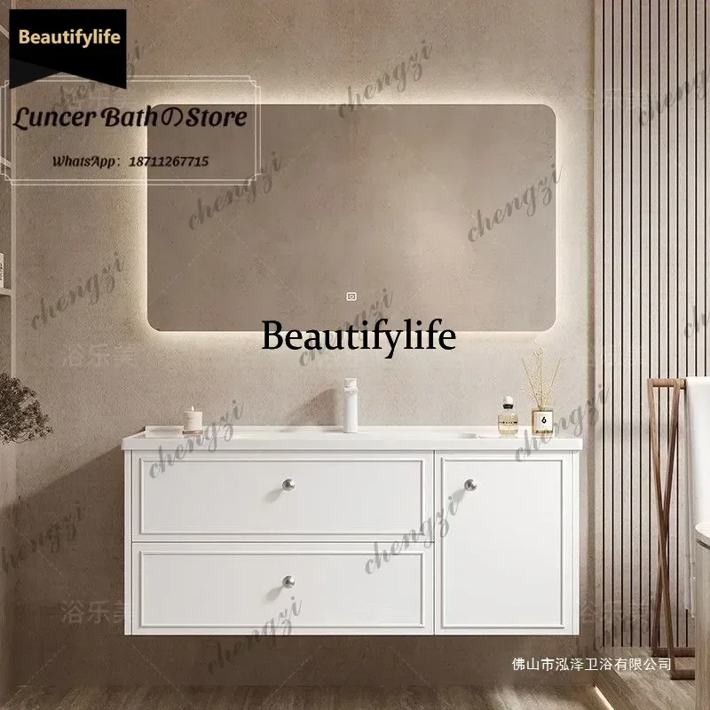 Space Saving Bathroom Cabinet Combination Ceramic Integrated Basin Anti Fog Smart Mirror Washbasin Storage Cabinet b567