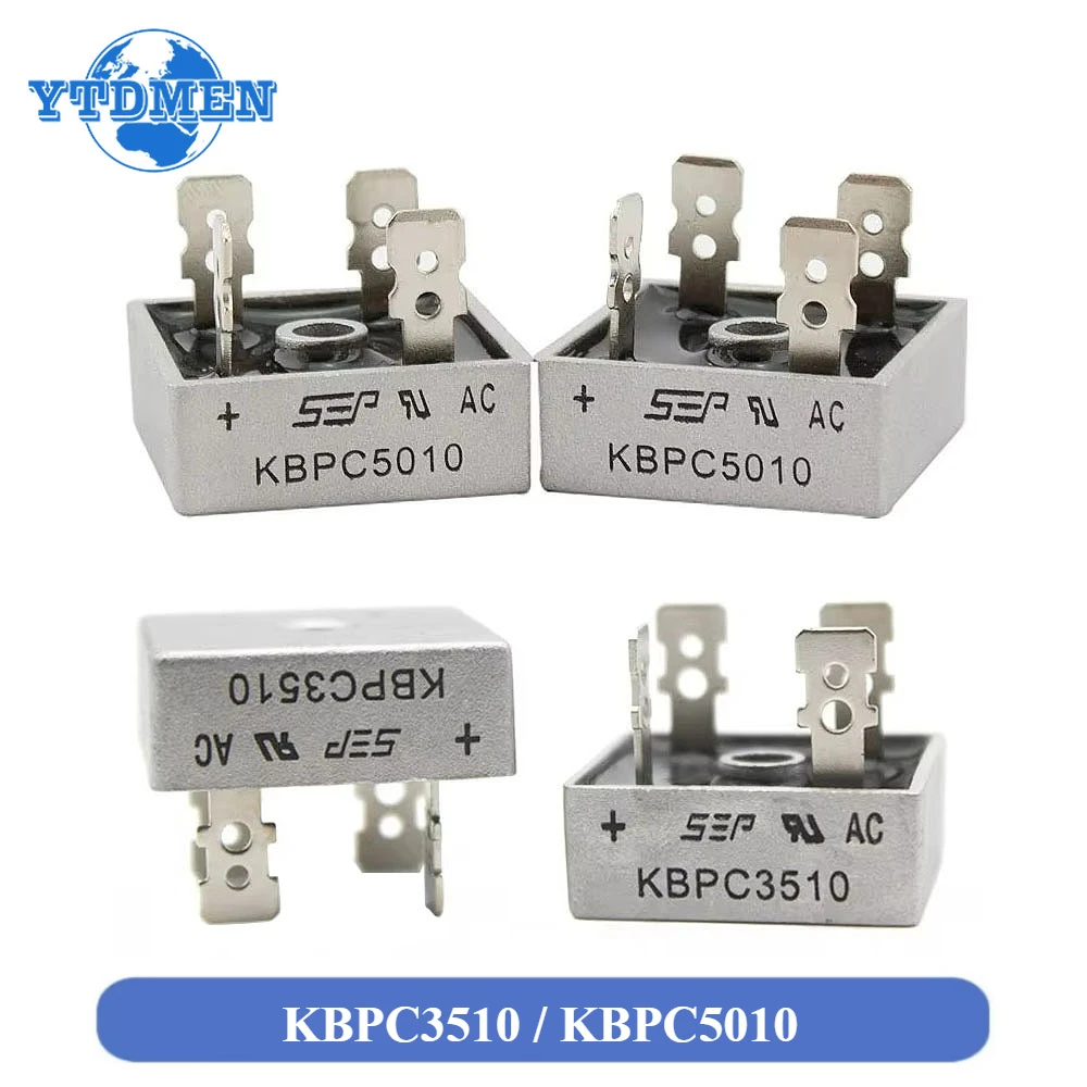 Retificador de ponte de diodo kbpc3510 kbpc5010, 2 peças 35a 50a 1000v kbpc 3510 5010 retificadores de potência componentes eletrônicos