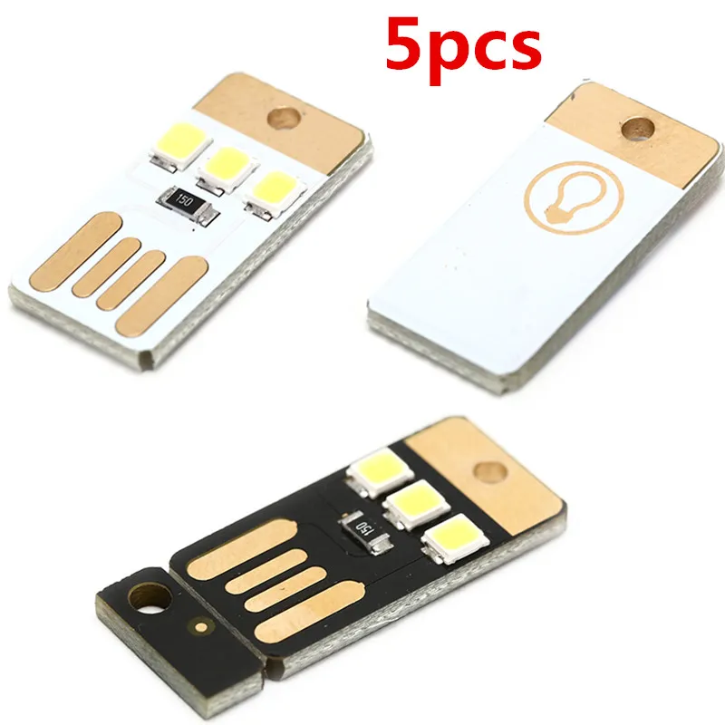 

5pcs Mini USB Pocket Card Power LED Keychain Night Light USB LED Bulb Book Light For Laptop PC Night Lamp 0.2W