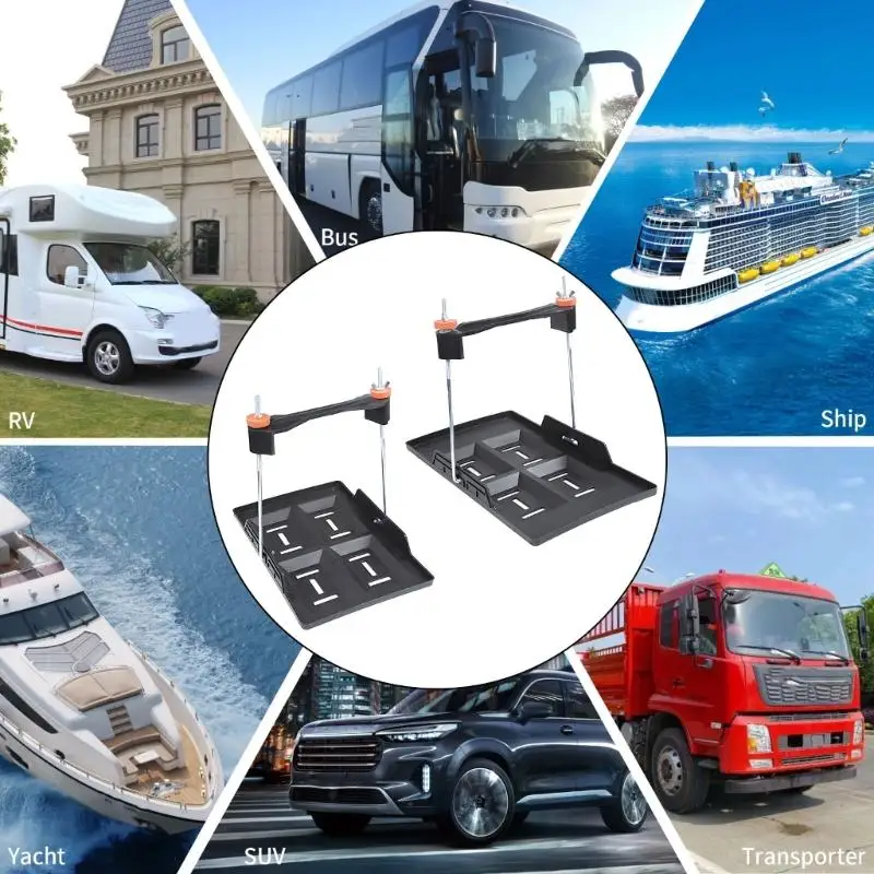 M76E Car Battery Mounting Tray Bracket with Molded Battery Tray Metal Hold Down Rods for Marine Install Support