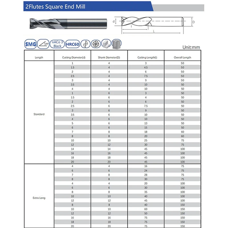 1PC Концевая микро-фреза HRC60, 2 канавки, 0,2-0,9 мм HRC60 Micro Square End Mill 2 флейты 0,2-0,9 мм TiAIN Micro Flat 4 мм хвостовик фреза Mirco