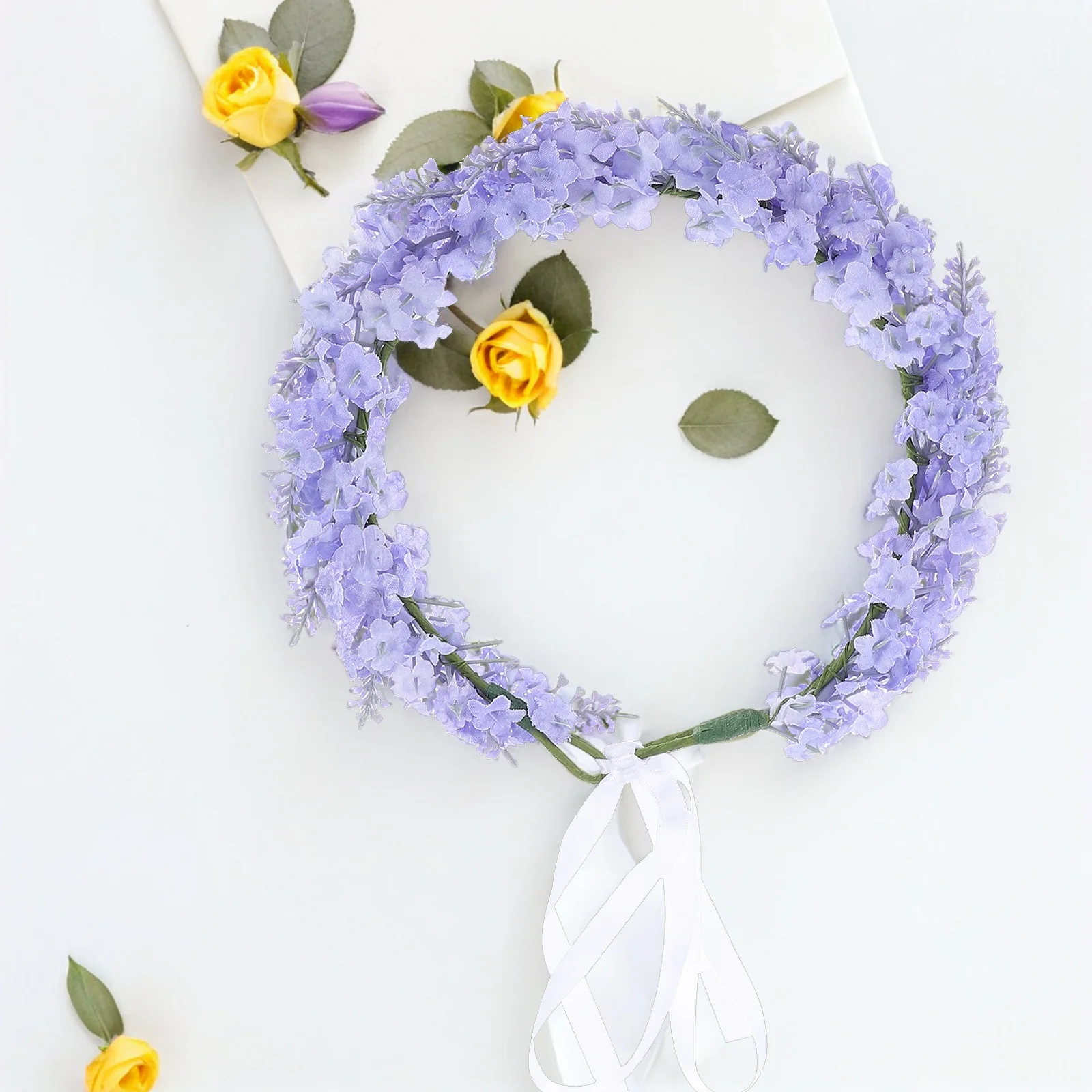 

Soft Cloth Simulated Lavender Flower Headband Floral Hairband Wedding Bridal Party Prom Celebration Bridesmaid Costume Headpiece