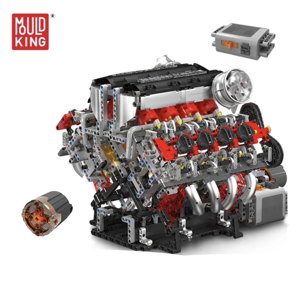 

Mould King 10130 Technical Car Part Building Block The F488 Supercar V8 Engine Set Assembly Brick Toys Model Kids Christmas Gift