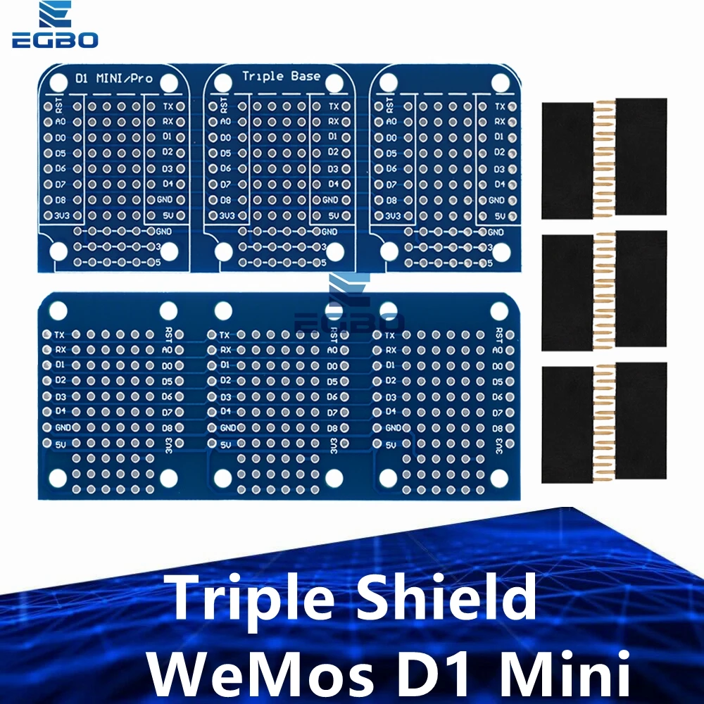 WeMos D1 درع صغير ثلاثي الطبقات |   بروتوبوارد مزدوج الجوانب لنماذج أوليية متوافقة مع Arduino للإلكترونيات التي تصنعها بنفسك