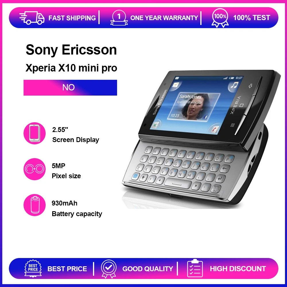 مجدد مفتوح سوني إريكسون Xperia X10 mini pro U20 بلوتوث QWERTY الهاتف الروسية العربية العبرية لوحة المفاتيح حالة جيدة