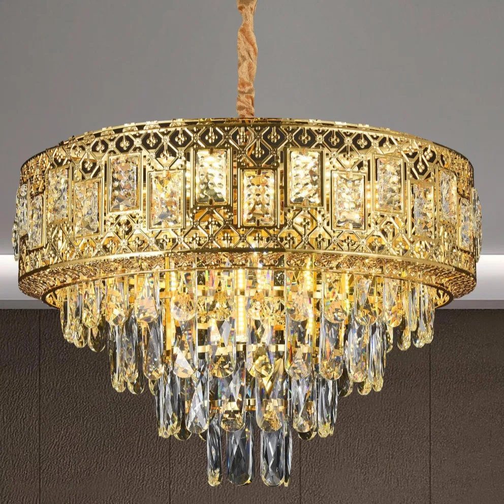 Imagem -02 - Luxo k9 Crystal Chandelier Gold Crystal Lamp Sala de Estar Restaurante Loja Exhibition Hall Modern Led Chandelier 40 cm 50 cm 60cm