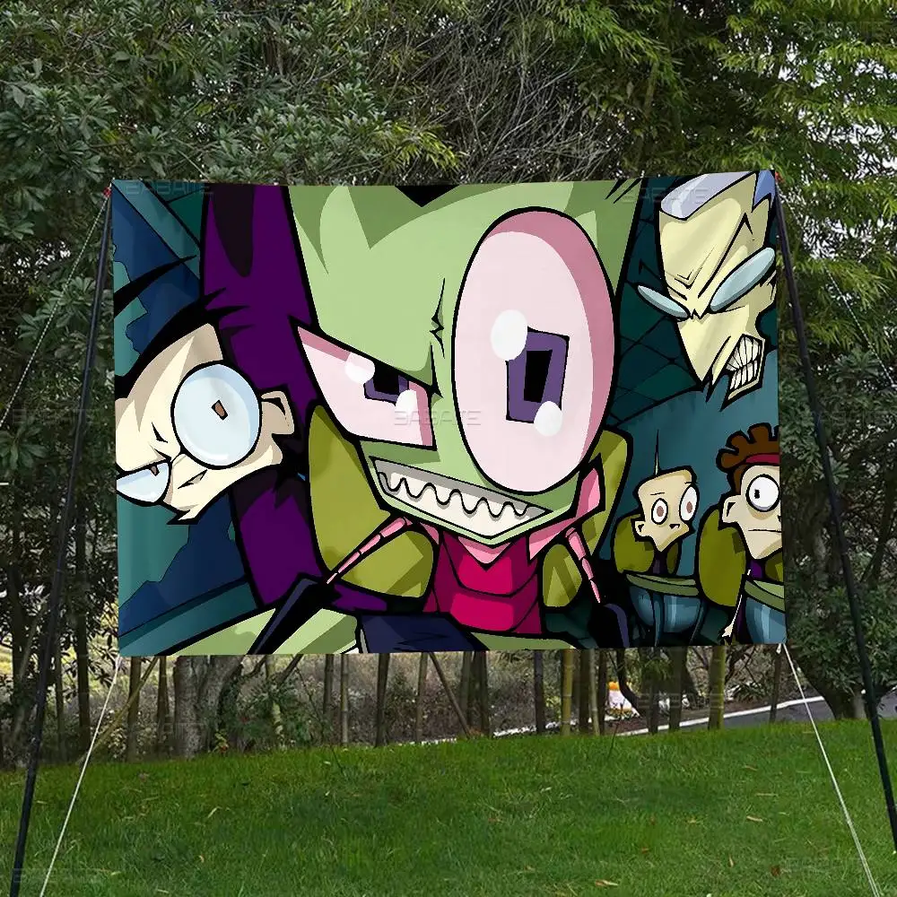 Classic Surreal I-Invader Z-Zim Small Size Cheerleading Banner Hand Pulled Flag Outdoor Atmosphere Flags