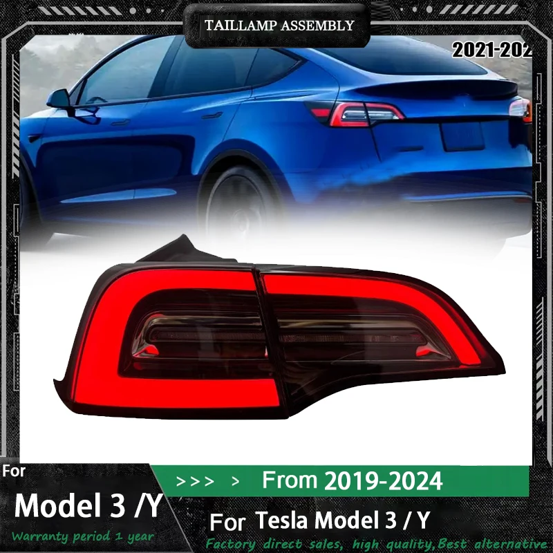 For Car Rear Warming Brake Lamp Rear Tail Lamp 1077401 1077398 For Tesla Model 3 2017-2024 Asian And European Version