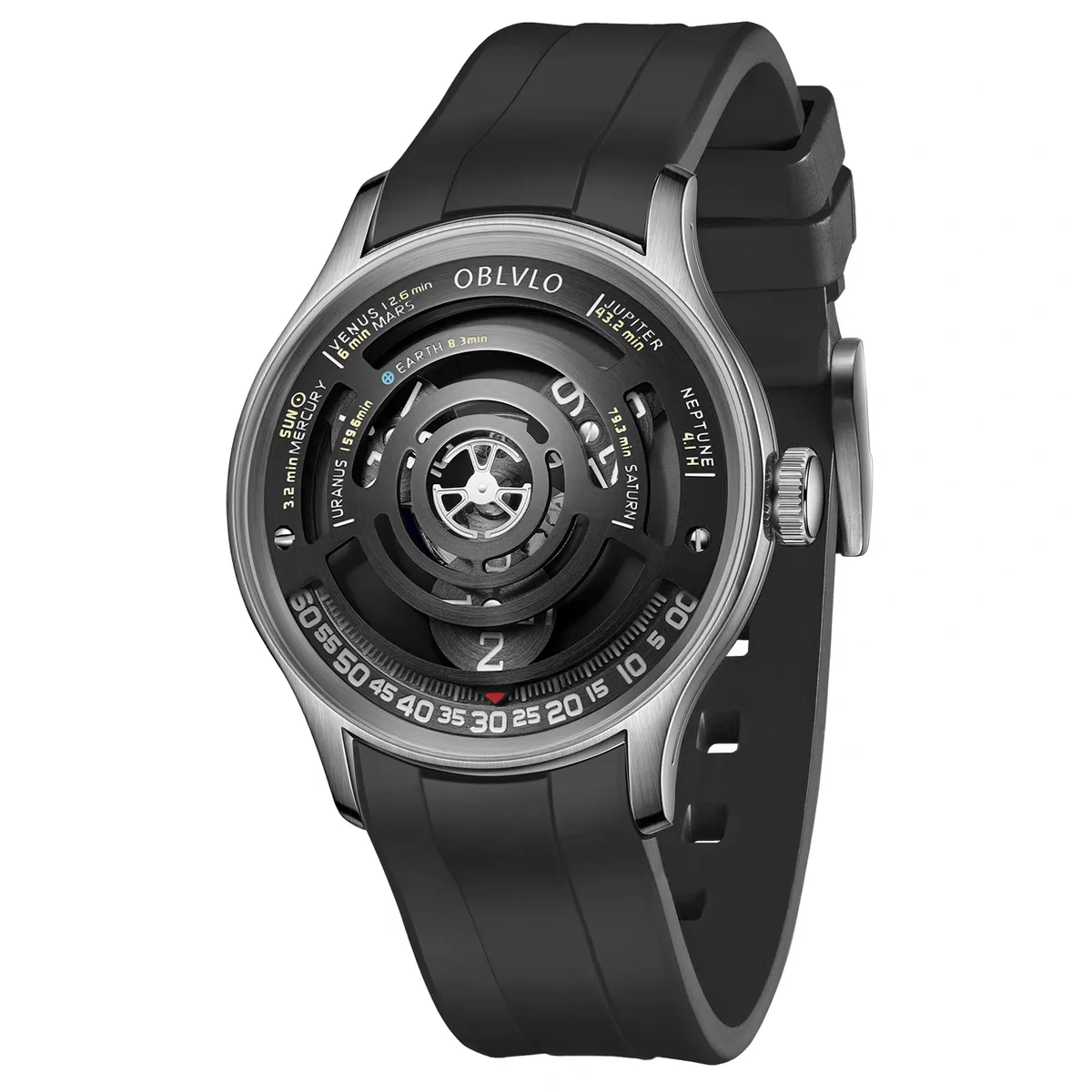 OBLVLO Men Automatic Watch 41MM Mechanical Wristwatch Luminous 50M Waterproof Sapphire Mirror Rotatable UFO Dial Miyota Mov