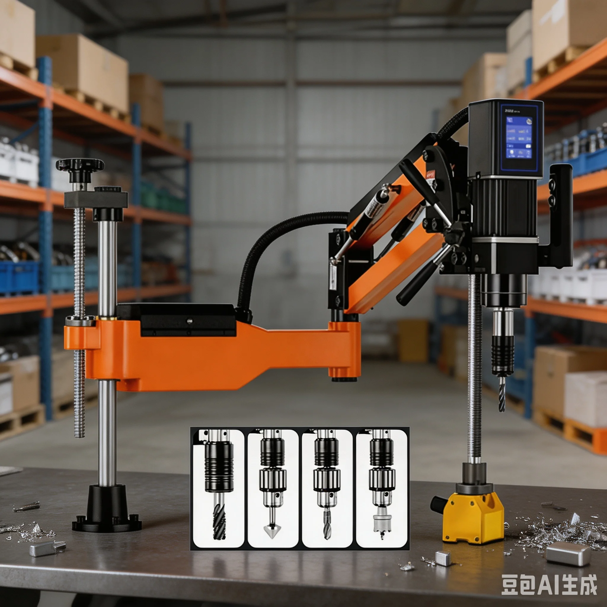 M3-M12 M3-M16 M20 CNC Electric Drilling and Tapping Machine 2 in 1 Servo Motor Electric Tapper Drilling with Chucks Easy Arm