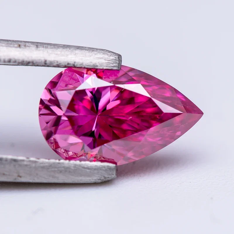 Moissanit-Edelstein, Birnenförmiger Schliff, Rosa Farbe, Laborgezüchteter Diamant, DIY-Ring, Halskette, Ohrringe, Hauptmaterialien mit Zertifikat – Detail 5
