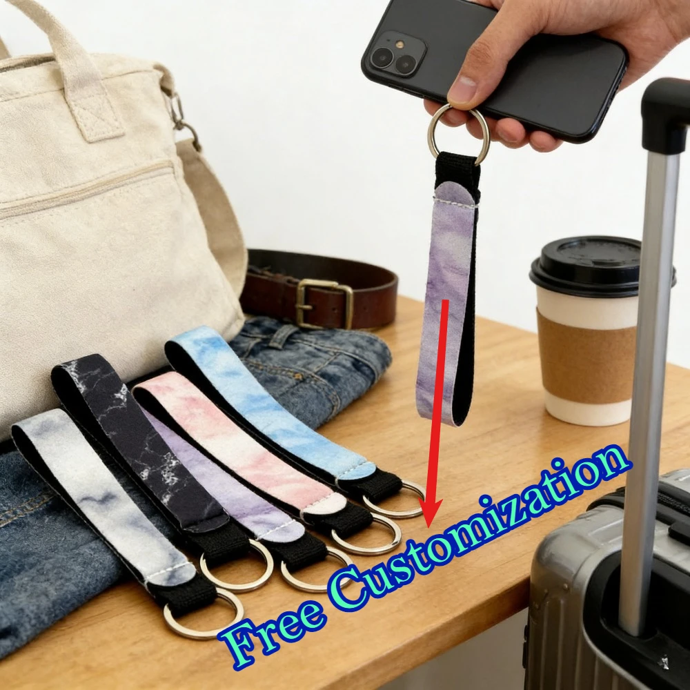 

Marble Print Sports Keychain for Men Women Key Ring Wrist Lanyard Custom Keyring Anti Lost Phone Strap Short Key Chain Gift​