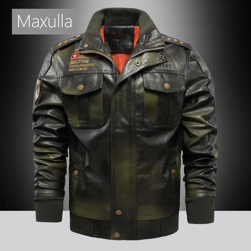 

Maxulla Autumn Winter Men's Casual Jacket Outdoor Windproof PU Leather Coat Fashion Slim Motorcycle Jacket Men's Clothing