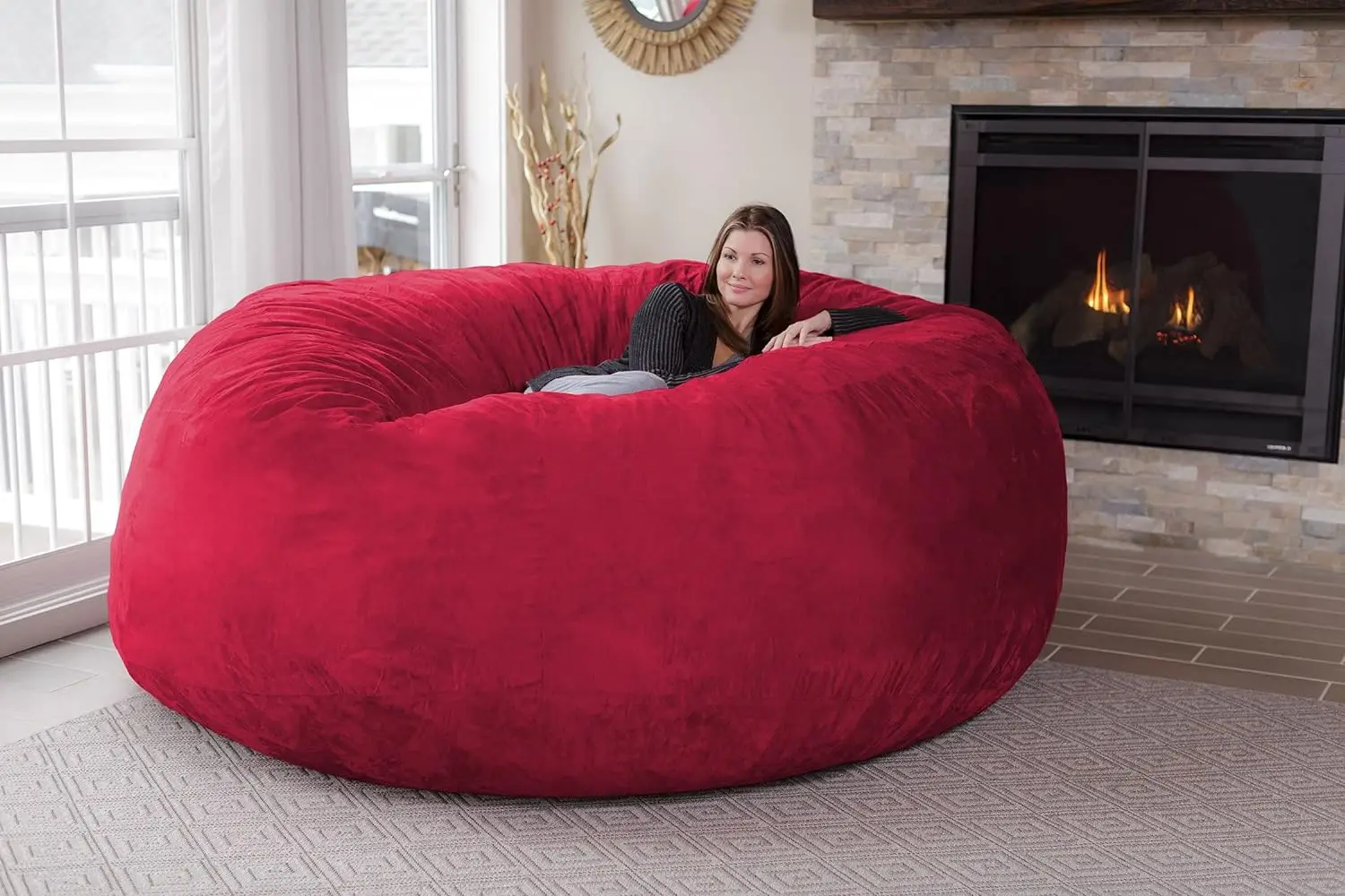 

YChill Sack Bean Bag Chair: Giant 8' Memory Foam Furniture Bean Bag - Big Sofa with Soft Micro Fiber Cover - Cinnabar