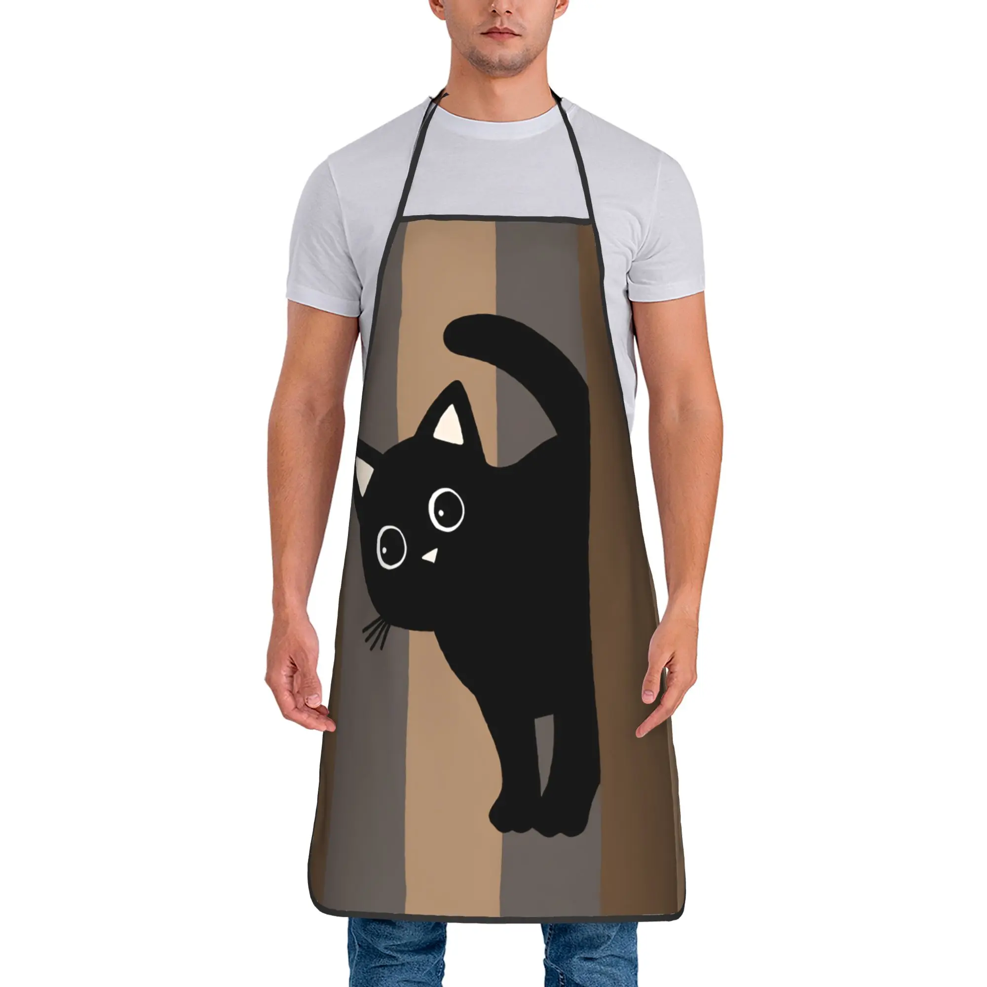 

Забавный фартук с изображением читающего кота, милые кухонные аксессуары для дома, фартуки для маникюра без карманов