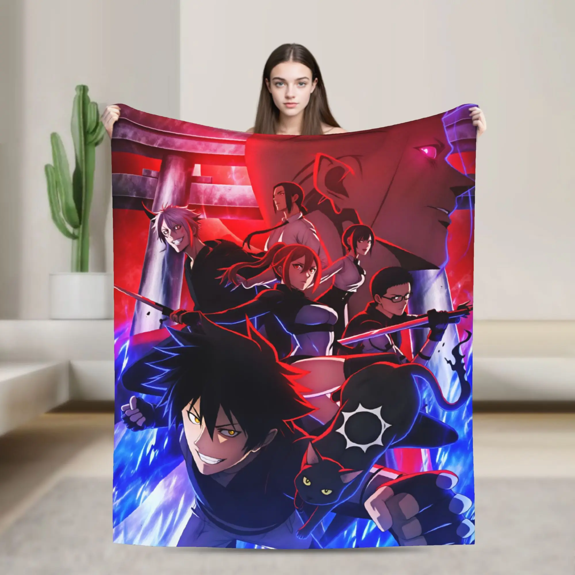 2026 Blacks Torchs Anime Blankets  Warm Street Trend Plush Throw Blanket For Couch Chair Airplane Flannel Bedspread Bed Cover