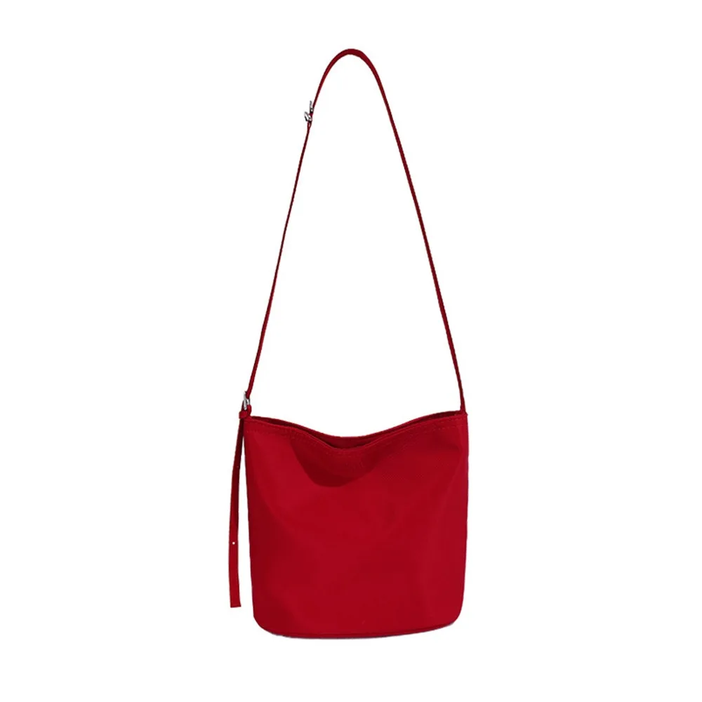 New Nylon Bucket Bag Macaron Color Large Capacity Crossbody Bag Waterproof Magnetic Clasp Phone Bag Daily Outfits