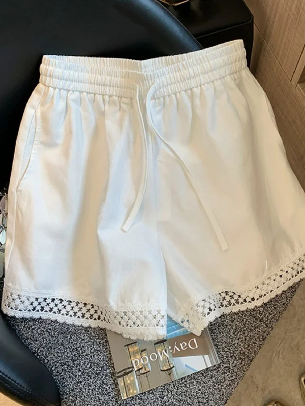 

plus Size Women's Drawstring Shorts Summer Casual Loose Fit High Waist Polyester Fiber Breathable Comfortable Straight Leg Pants