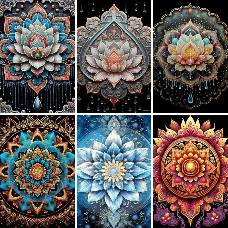 

5D Diamond Painting Full Square, Mandala Flower Diy Diamond Mosaic, Picture of Rhinestones, Round Diamond Embroidery Sale