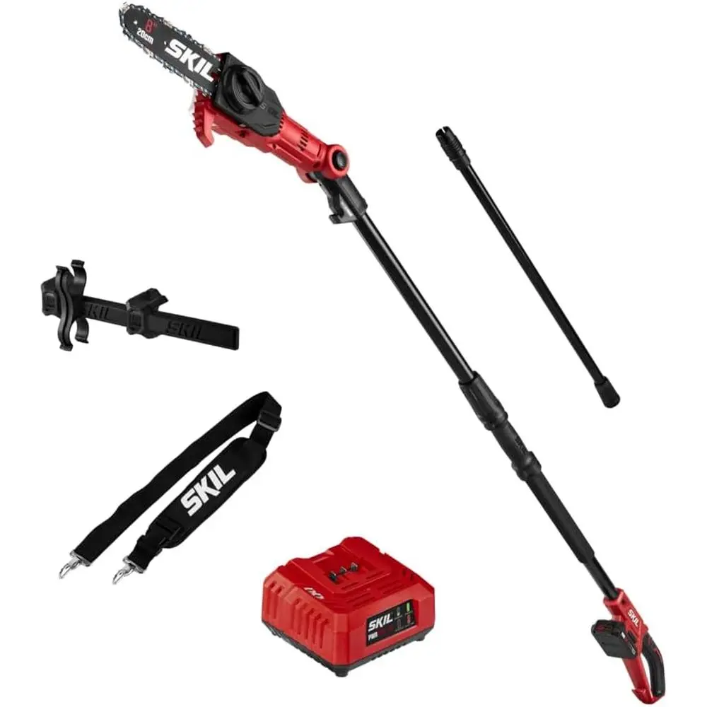 PS4563B-10 PWR CORE 20 8" 20V Pole Saw Kit, inklusive 2,0 Ah Lithium-Akku und Ladegerät, Rot