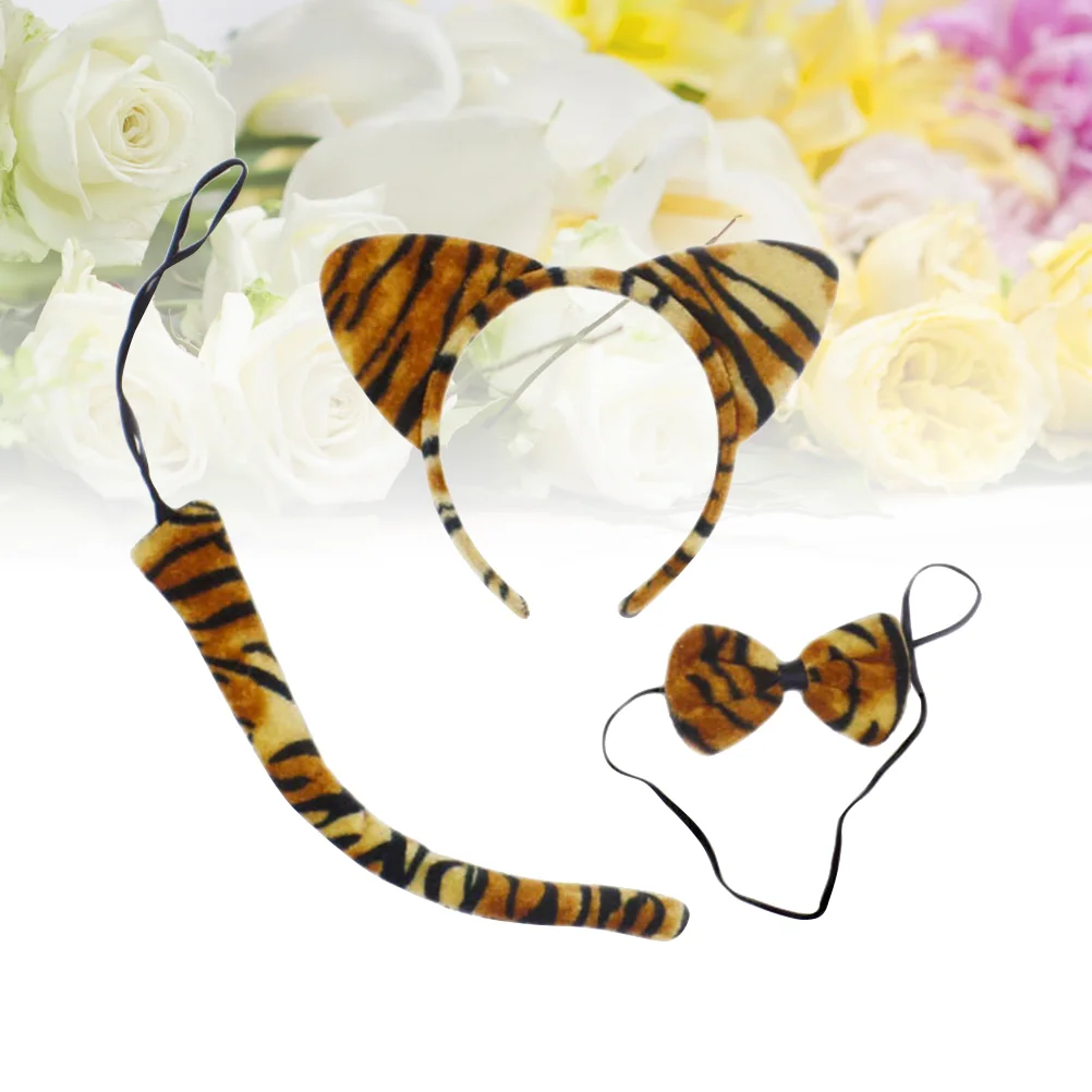 3Pcs Kids Cat Ears Headband Bow Ties Tail Set Party Cosplay Costume ( ) cat cosplay cat cosplay set