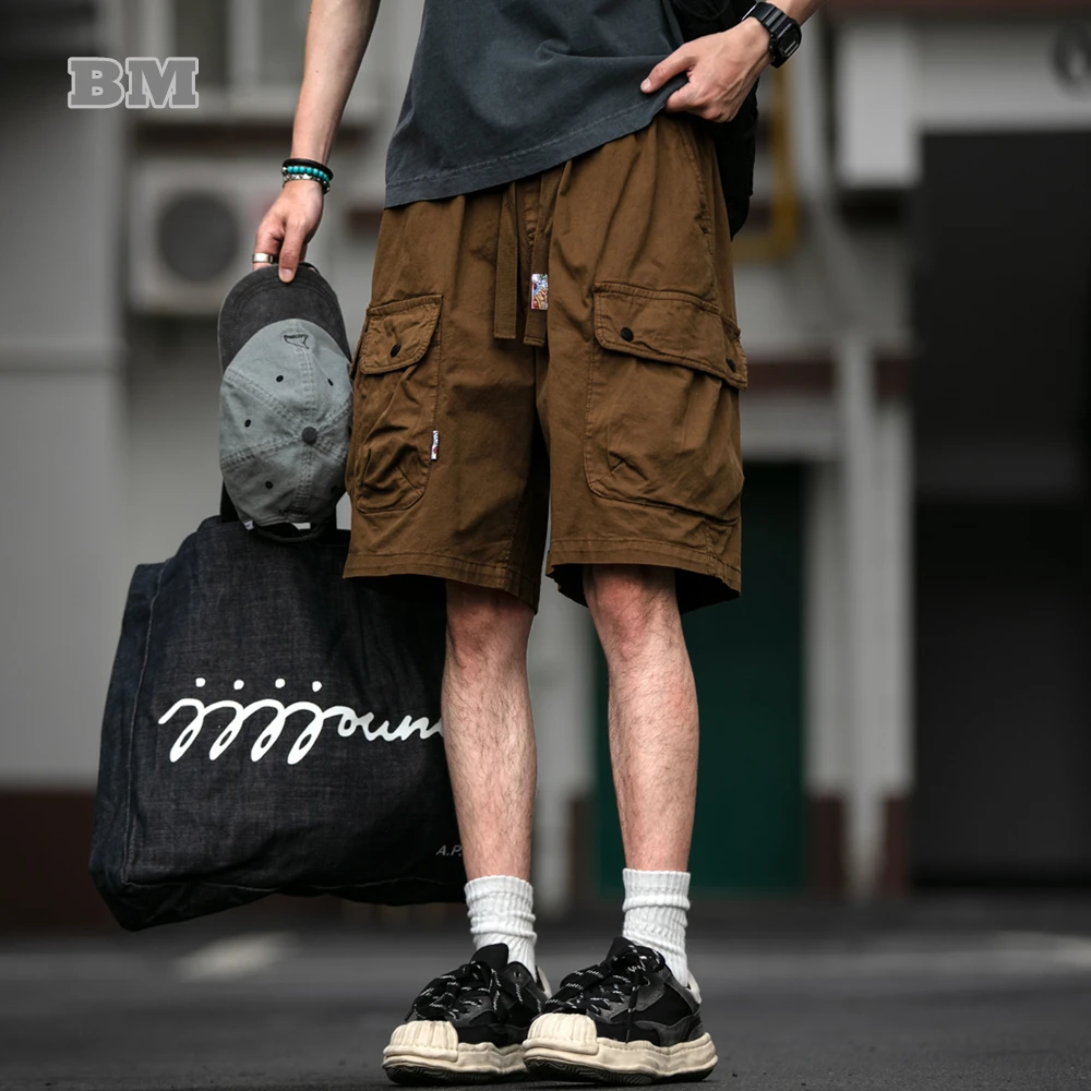 

Американские шорты-карго, мужские летние свободные шорты, 5-дюймовые уличные шорты в стиле хип-хоп, уличная одежда, большие размеры, повседневные полубрюки с несколькими карманами