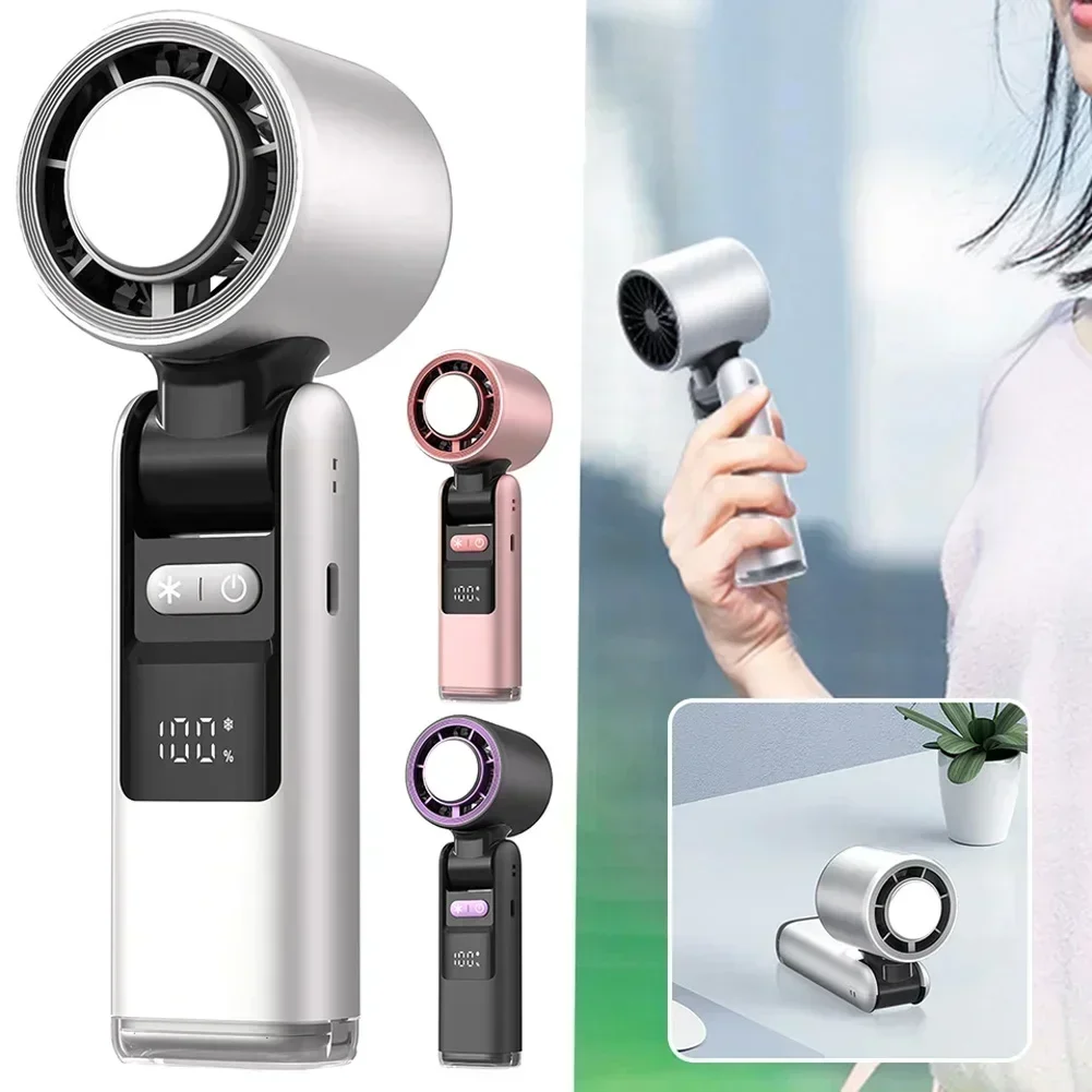 

Camping Mini USB Fan Portable Handheld Fan High Speed Portable Fan Cooling Fan Pink Digital Display Battery Status Display