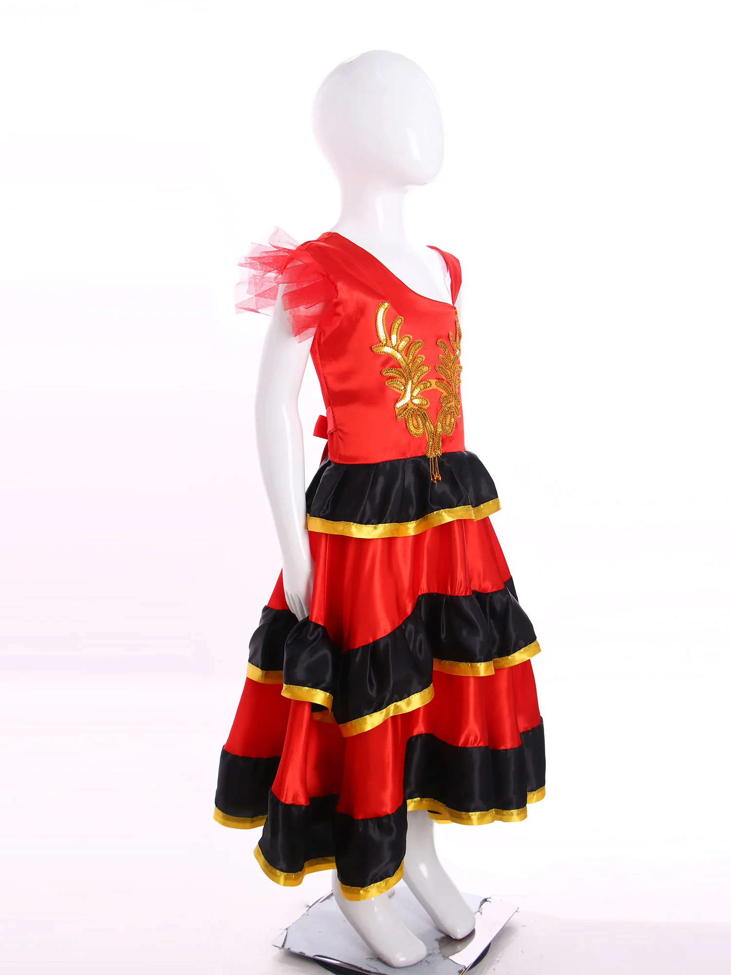 Vestido de danza folclórica mexicana tradicional para niñas, Samba Cha-cha, Flamenco español, Ropa de baile del vientre, disfraz de Cosplay de Carnaval de Halloween