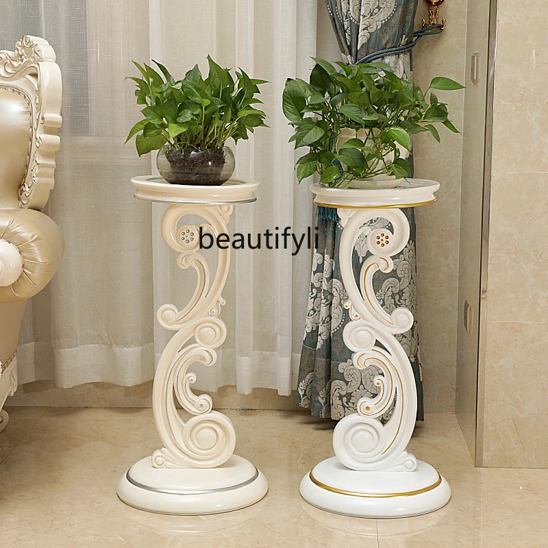 European-Style Flower Stand Floor Jardiniere Creative Flower Stand Indoor Imitation Solid Wood Jardiniere