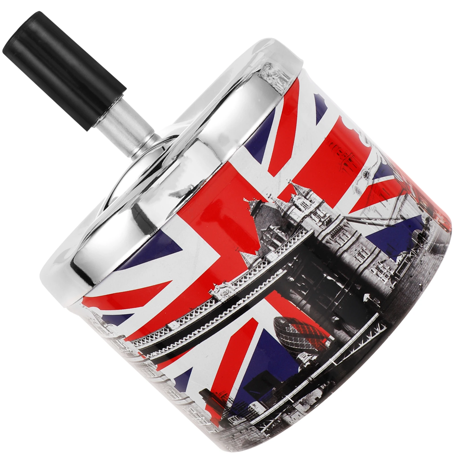 

Rotating Lid Ashtray Stainless Steel Windproof Automatic Extinguishing Outdoor Indoor Home Bar Use Portable Metal Ashtray