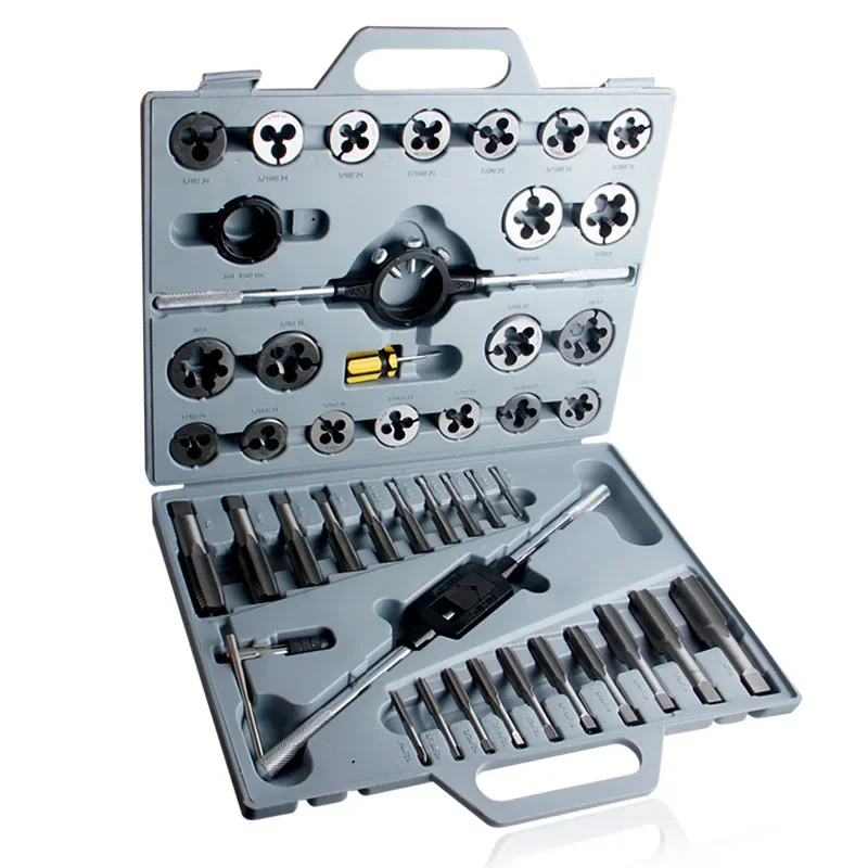 

45 Pc Taps And Die Set Sets /set 1/4"-1" Tap And Die Set Inch Hand Screw Taps Alloy Steel Thread Cutting Tool With Case tools