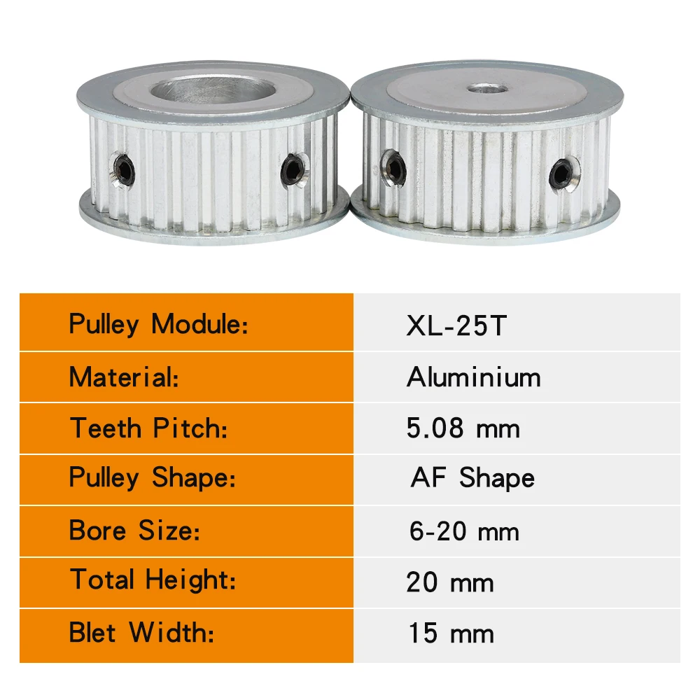 Polea dentada XL-25T tamaño 6/8/10/12/14/15/19/20mm diámetro exterior 39,92mm para 15 mm ancho correa de distribución XL