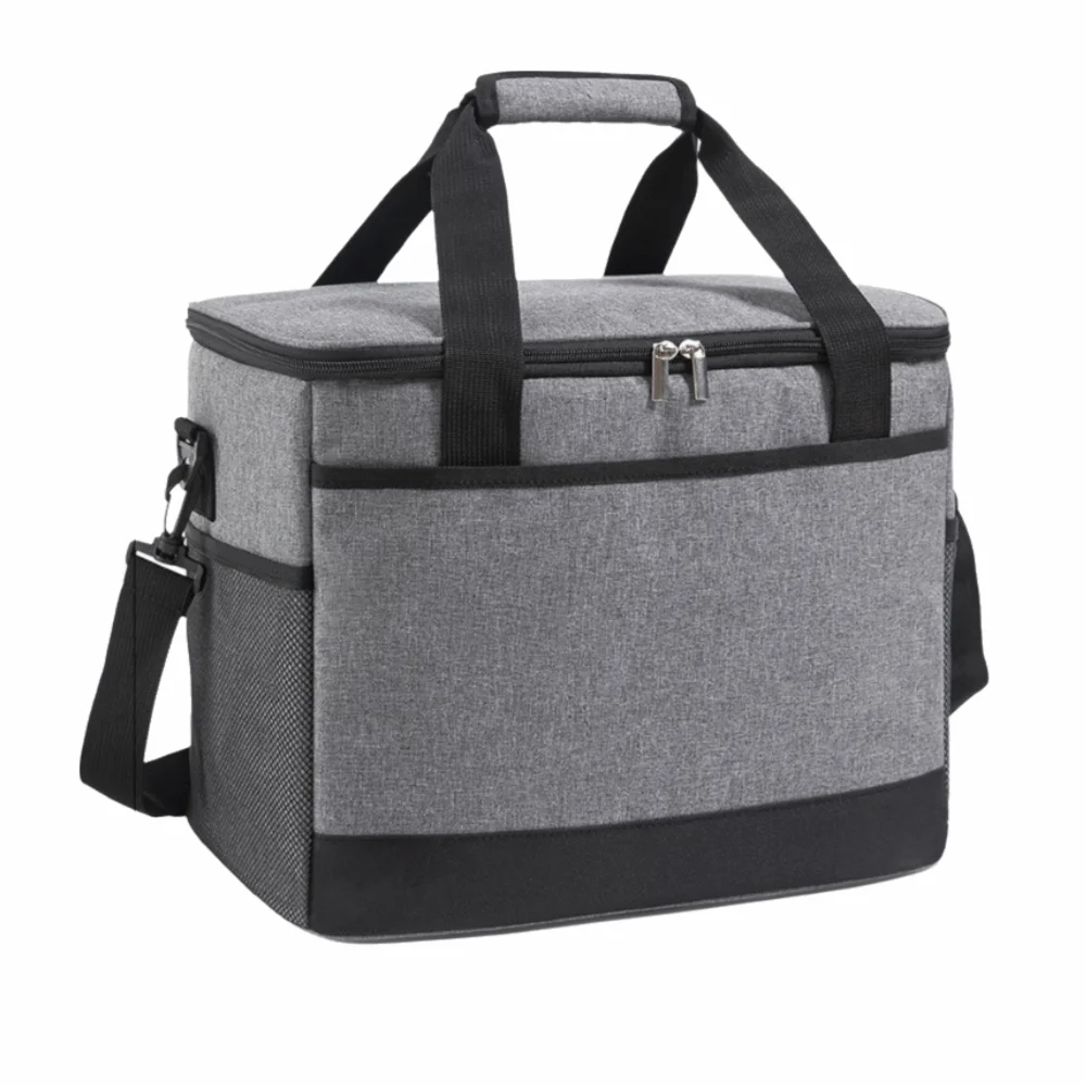 Oxford Cloth Insulated Lunch Bag Leakproof Adjustable Thermal Cooler Bag With Strap Foldable Drink Carrier Tote For Travel