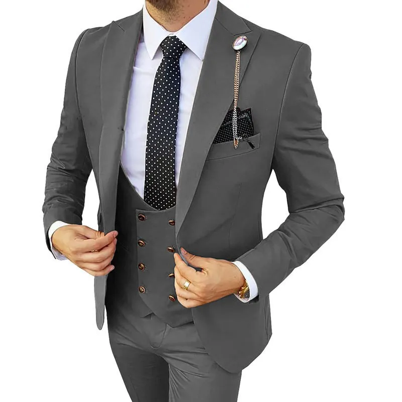 

13 Autumn new slim fit business groomsmen suits groom knot bulk customized suits men's suits three-piece suits