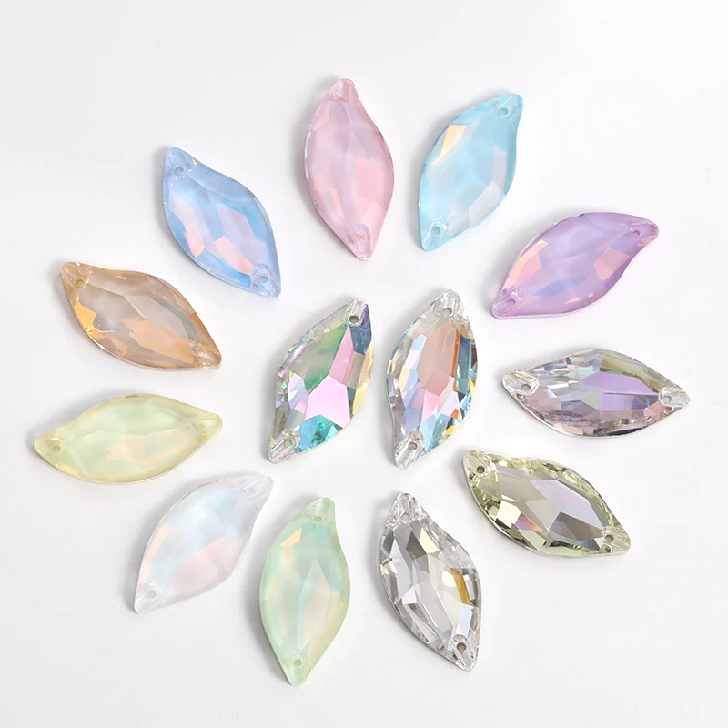 

Leaf Shape Sewn Rhinestones Glass Beads 10x20 14x30 Stones and Crystals for Clothes Dress Shoes Decoration For Sewing Strass