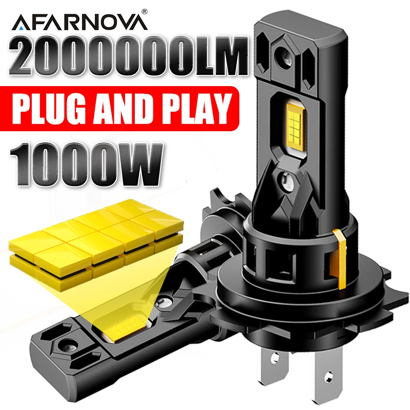 

H7 Светодиодная лампа для фар 2000 Вт Мини Беспроводная 1:1 6000K светодиодная лампа для автомобильных фар Автодиодные лампы H7 Turbo Led 12 В 24 В Автомобильные