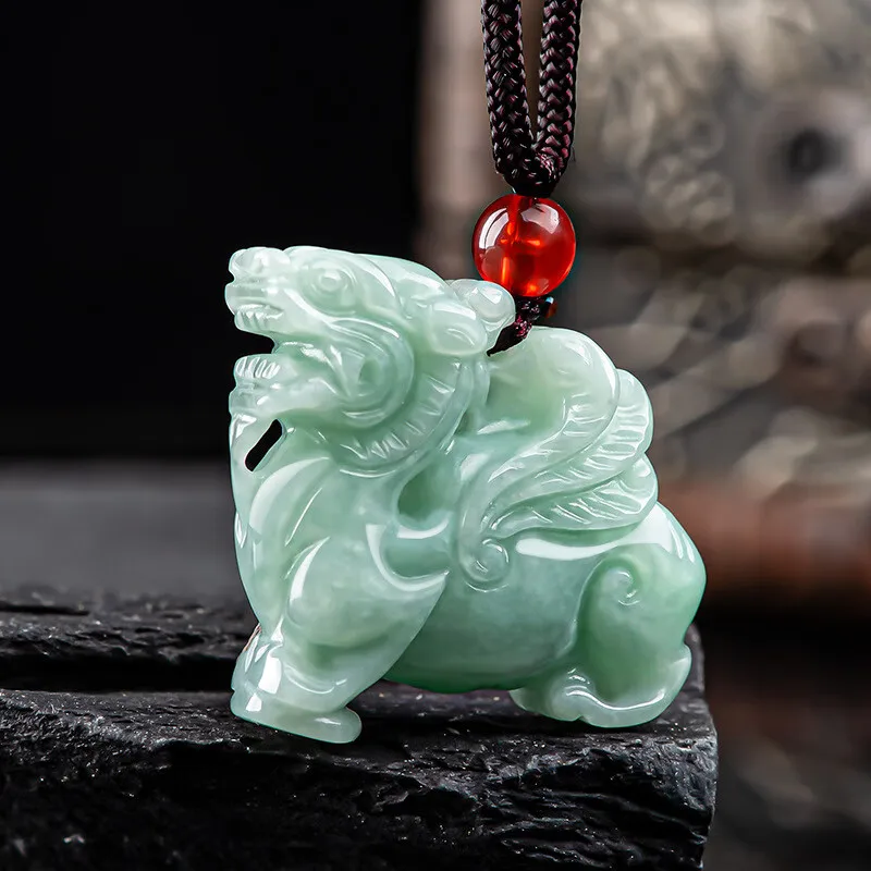 Light Green Flying Qilin Pendant, Ice Style Fashionable Men's and Women's Pendant