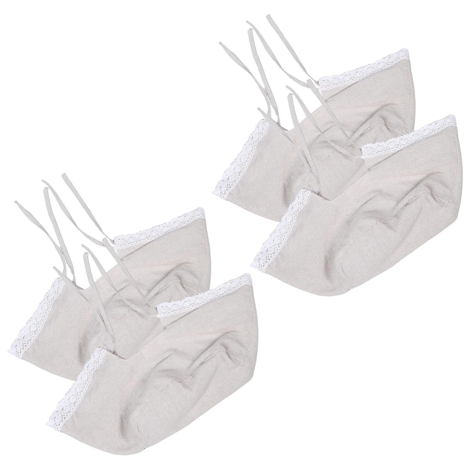 4Pcs Picnic Basket Cloth Liner Removable Washable Fabric Insert Decorative Lace Trim Country Boho Style for Rattan Wicker