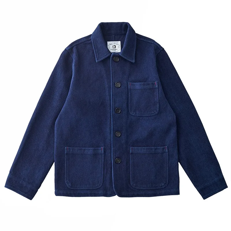 High Quality Amekaji Style Men's Vintage Plant Blue Dyed Jacket Jacket