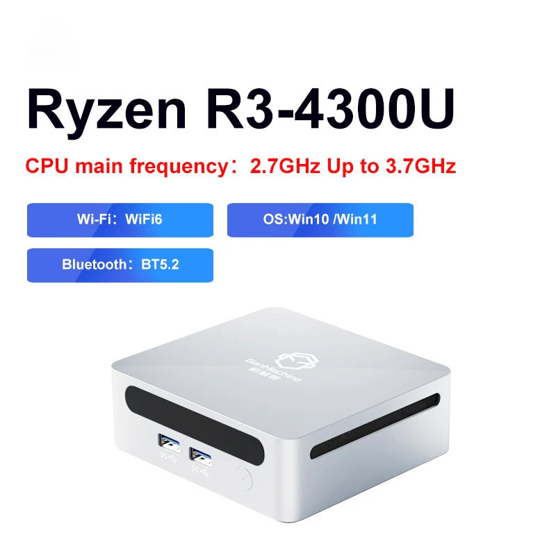 Mini PC AMD Ryzen 3 4300U, procesador Windows 10/11, 2,7 GHz hasta 3,7 GHz, DDR4, 32GB, 2TB, Wifi6, HDMI, ordenador de escritorio para jugadores