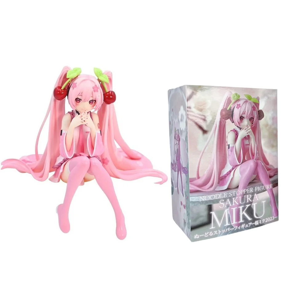 Anime Hatsune Miku Anime Figur Rosa Kleid Sitzhaltung PVC Modell Action Spielzeug Kirsche rosa Kirschblüte Dekoration Geschenke