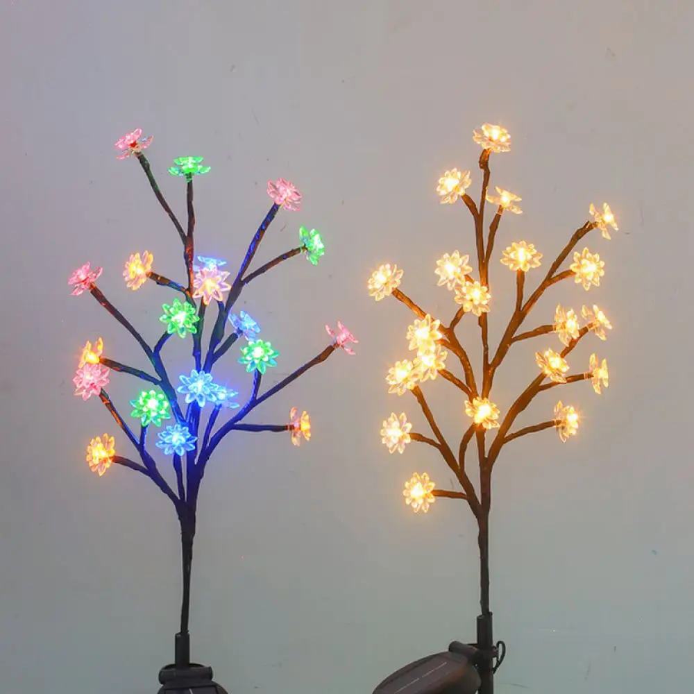 Outdoor Solar LED Cherry Branch Light Waterproof Garden Lawn Ornament For Party Wedding Pathway Holiday Landscape Decoration