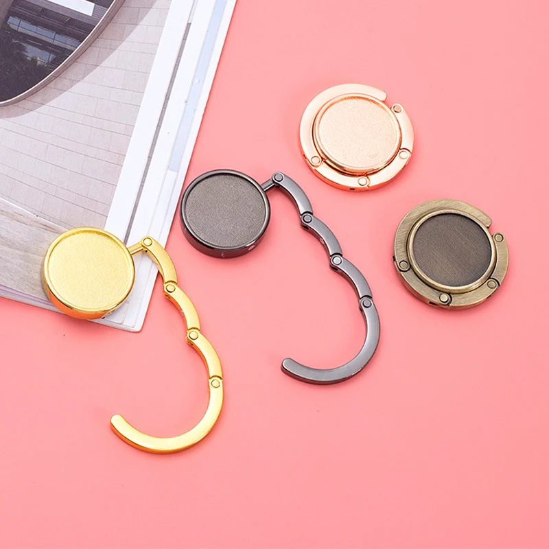 Portable Folding Bag Hanger Handbag Hook Holder Table Hook Alloy Purse Bag Holder Circle Shape Bag Hook Travel Outdoor Accessori