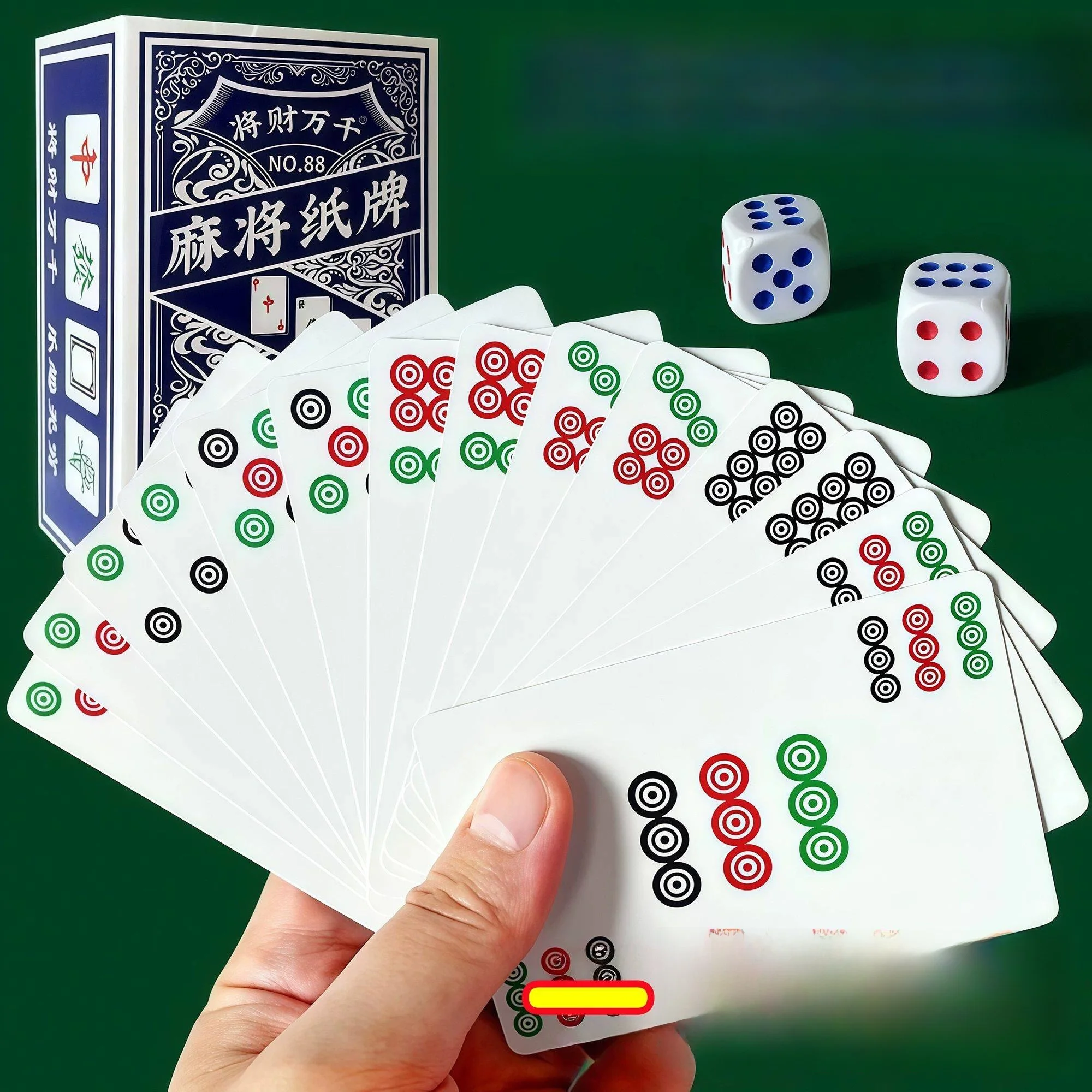 thickened-portable-travel-mahjong-paper-cards-144-pieces-durability-easy-carry-home-use-universal-poker-game-paper-cards