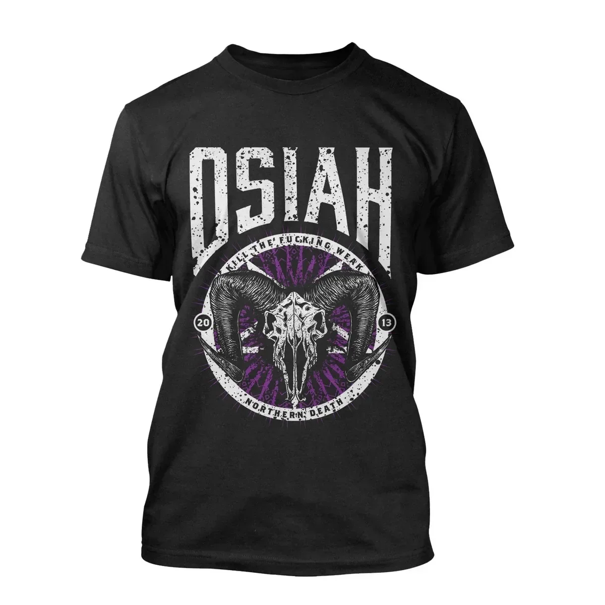 Osiah T‑Shirt Dark Occult Woodcut Art Mystical Three‑Eyed Sphynx Cat Icon Framed By Triangular Sigil and Lunar Ornament