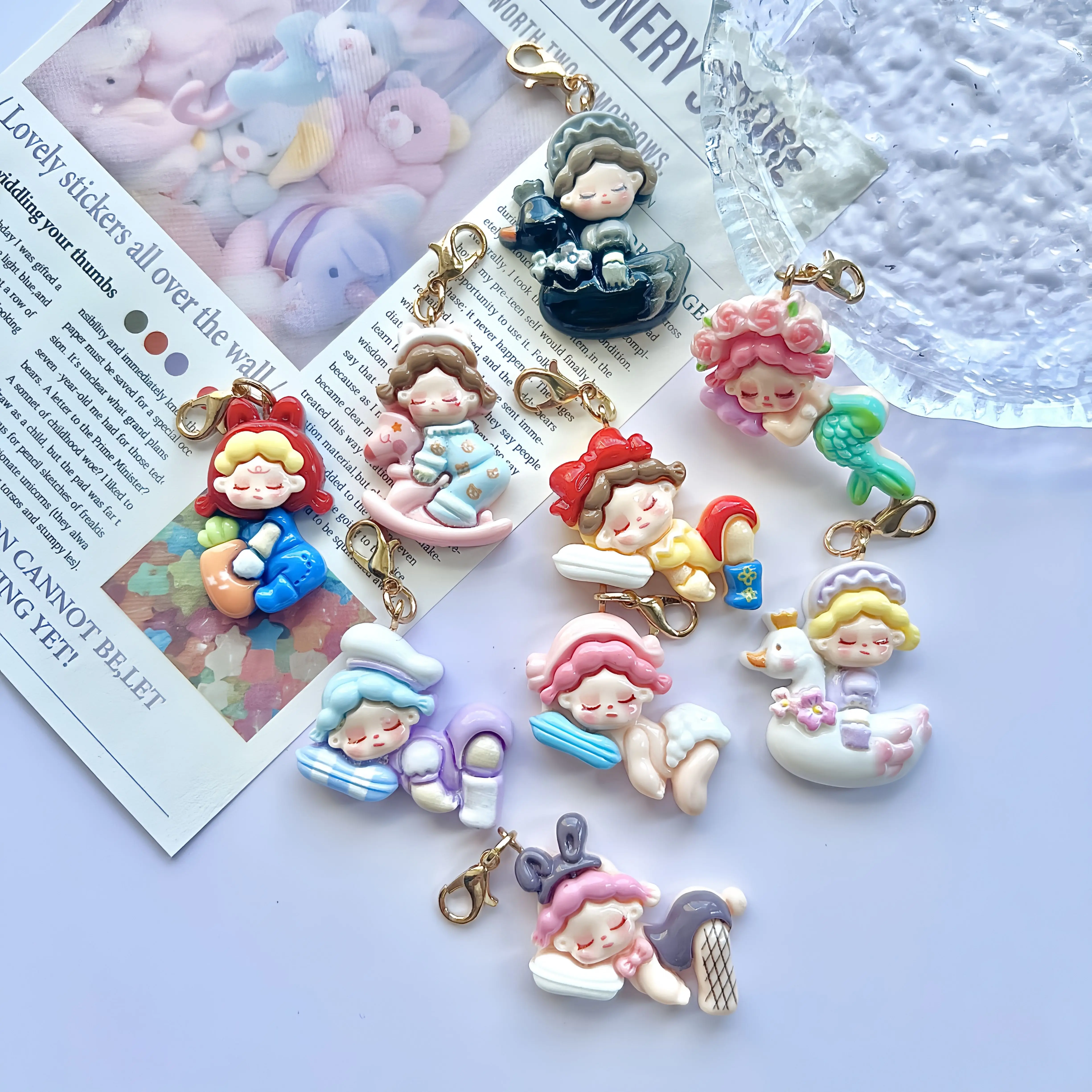 Kawaii Cartoon Y2K Novelty Limited Edition Vintage Wendy Keychain Sleepy Girl Keyring Bag Pendant Car Key Chain Accessories