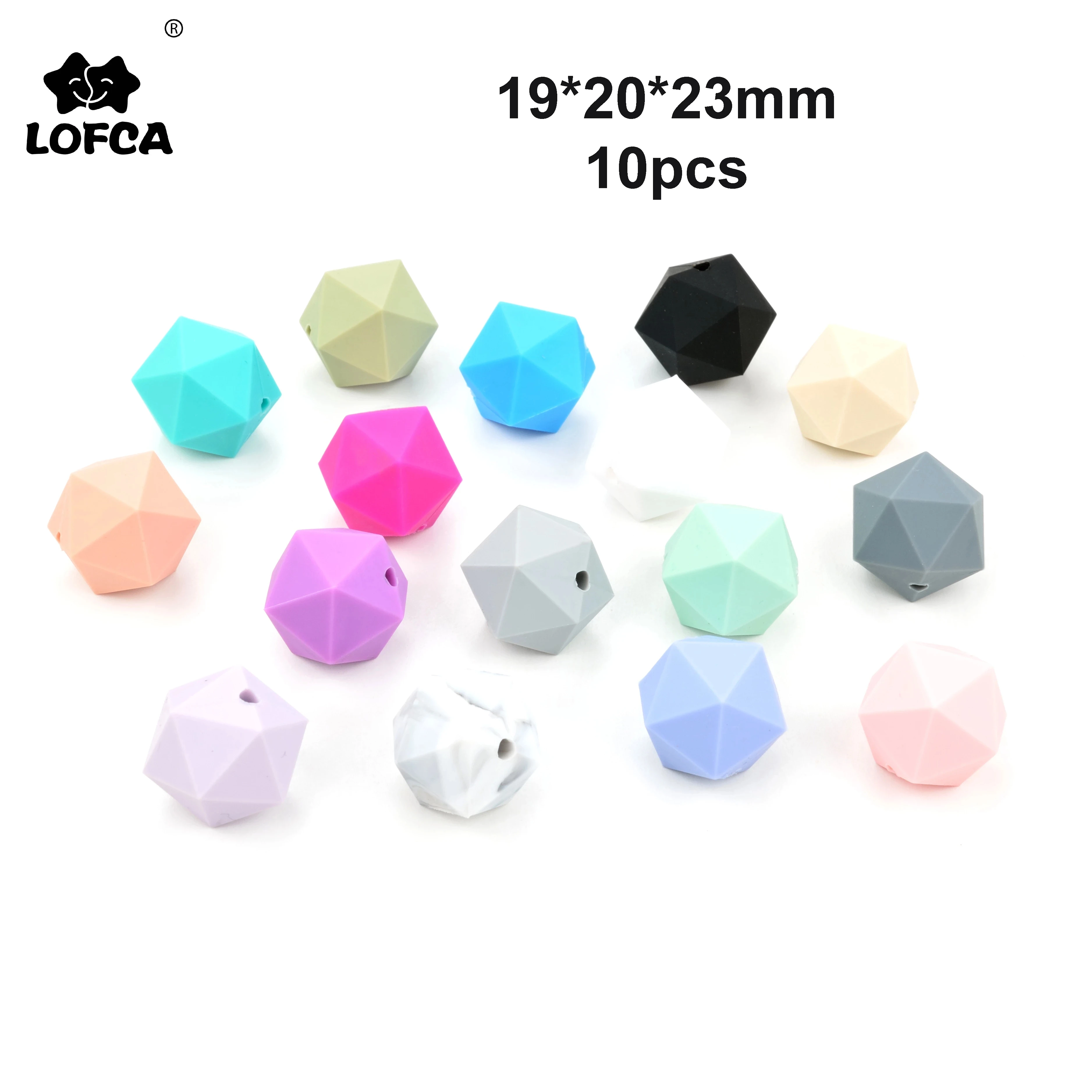 LOFCA 10pcs Icosahedron Teethers Beads Silicone BPA-Free Food Grade Silicone Teething Beads For Baby Teething Toys Gift Making