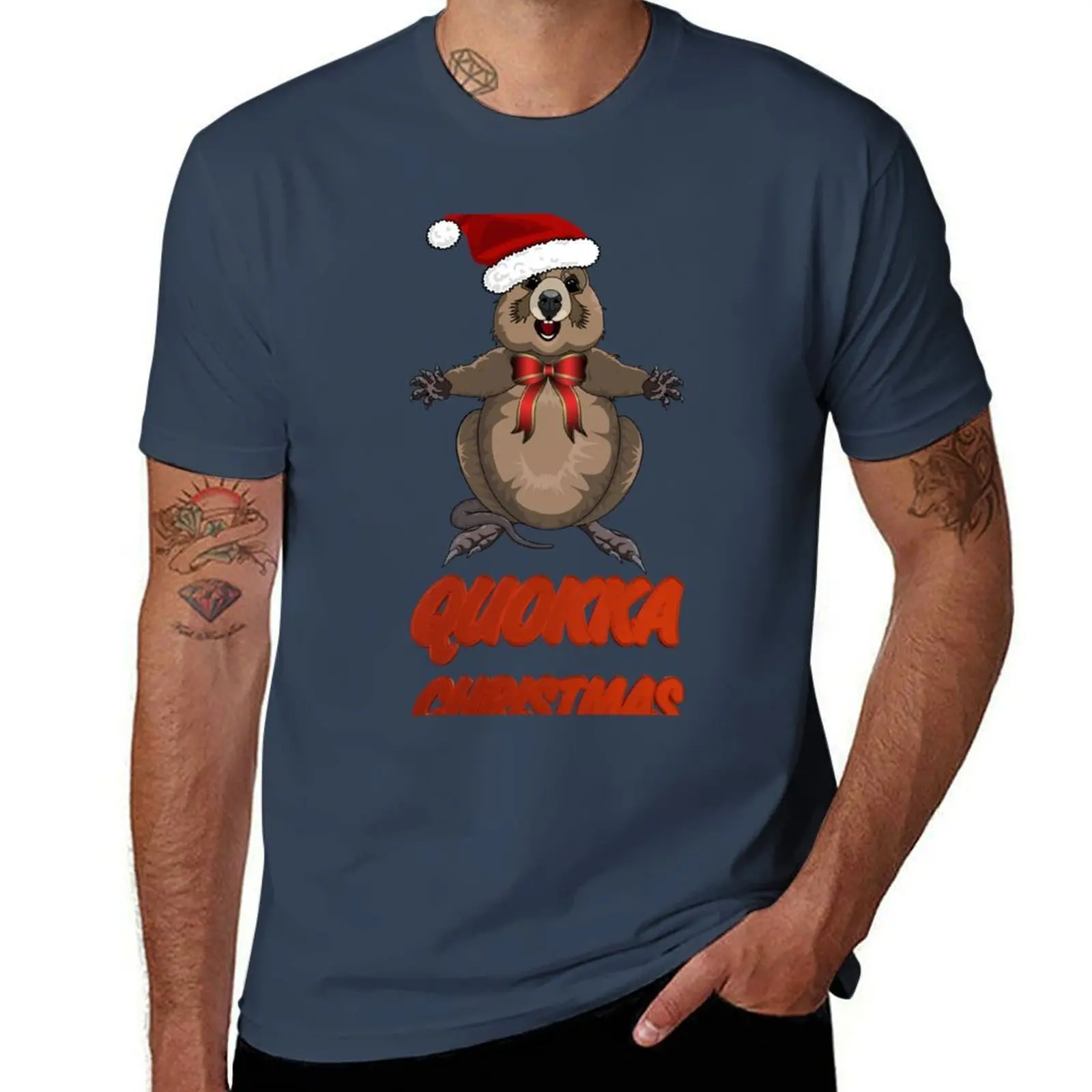 

Happy Christmas Quokka - Have a Quokka Christmas! by Amanda M Lucas T-Shirt man t shirt cotton t shirts cotton 100% T-Shirt