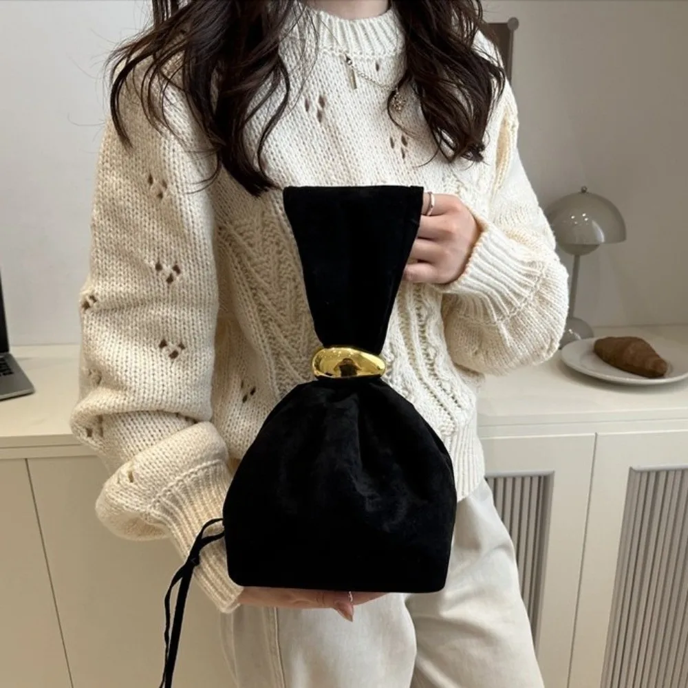 

Сплошной цвет, замшевый клатч, большая вместительная боковая молния, вечерняя вечерняя сумка, сумка для монет, плиссированная сумка-ведро на каждый день