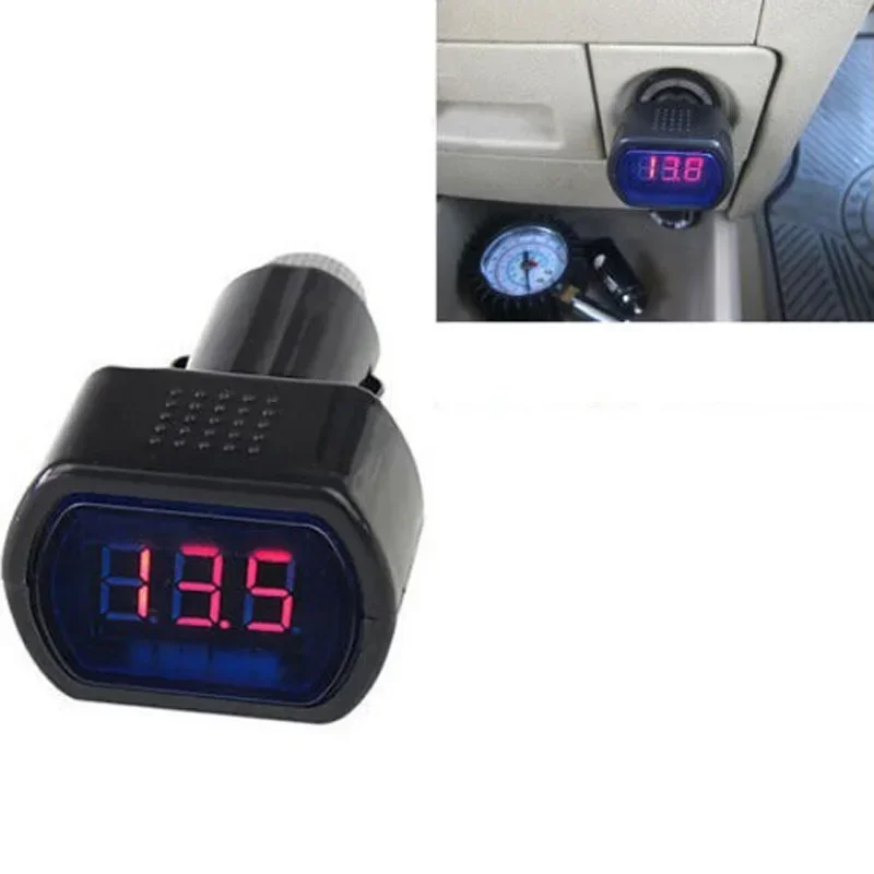 Digital Digital LED Volt Gauge Display Gauge Meter Mini Plastic Red LED Shell Volt 12V-24V 1pcs Black Over-current